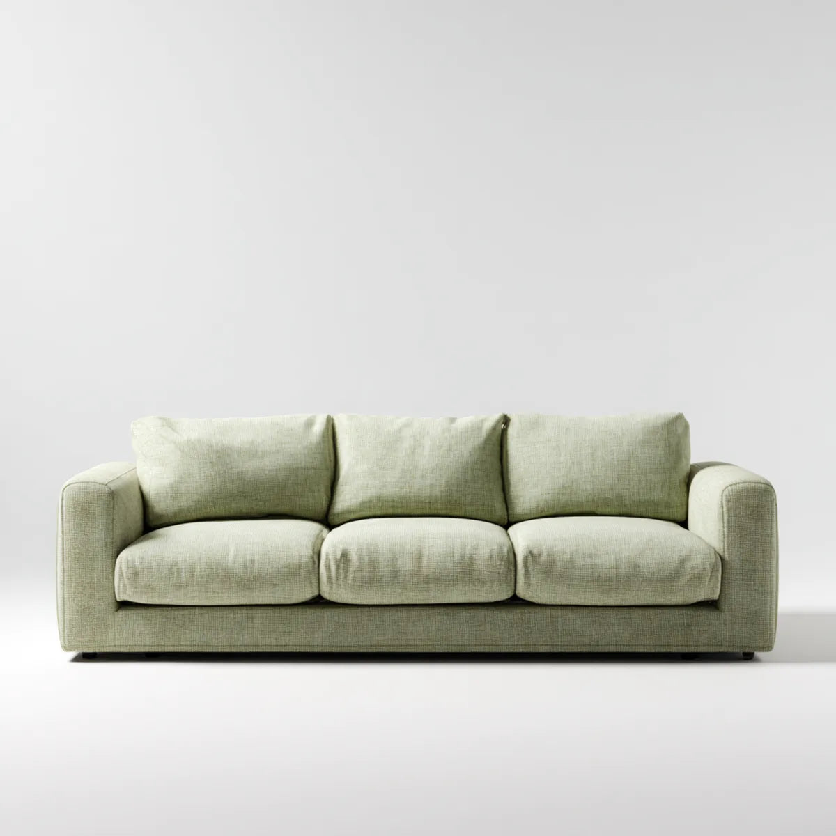 Sofa, 3 fotela sofa jasnozielona 220 x 92 x 86 cm poliester szkło proste