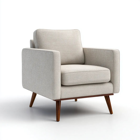 Fotel z tworzywa sztucznego Beige 80 x 84 x 82 cm z tapicerką poliestrową z litego drewna ramki prostokątne