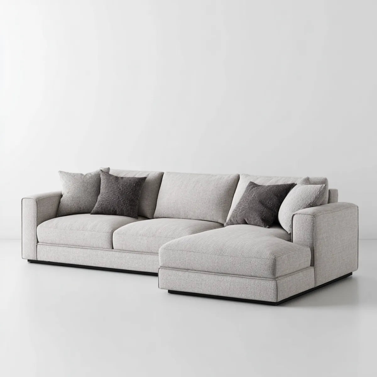 Sofa narożna 4 jasnoszary kształt poliestru 280 x 165 x 85 cm