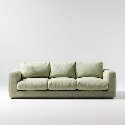 Sofa, 3 fotela sofa jasnozielona 220 x 92 x 86 cm poliester szkło proste