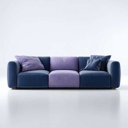 Sofa, 3 fotela granatowy i fioletowy prostokątna poliester 220 x 90 x 85 cm